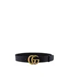Gucci Glossy Finish Regular Belt With Bold Double G Buckle In Black