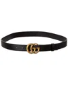 Gucci Glossy Finish Regular Belt With Bold Double G Buckle In Black