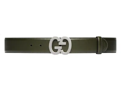 Pre-owned Gucci Gg Buckle Wide Belt In Green