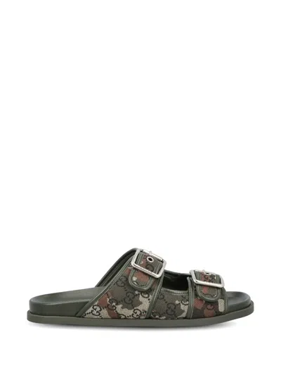 Gucci Gg Buckle-detail Sandals In Gray