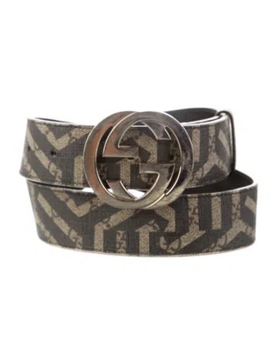 Pre-owned Gucci Gg Caleido Gg Supreme Belt Kit In Brown