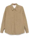 Gucci Beige Jacket With Classic Collar And Front Zip Closure In Gg Canvas Man In Camel