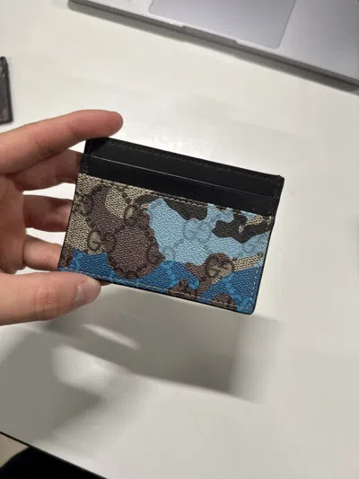 Pre-owned Gucci Gg Camo Card Holder New 350$ In Black