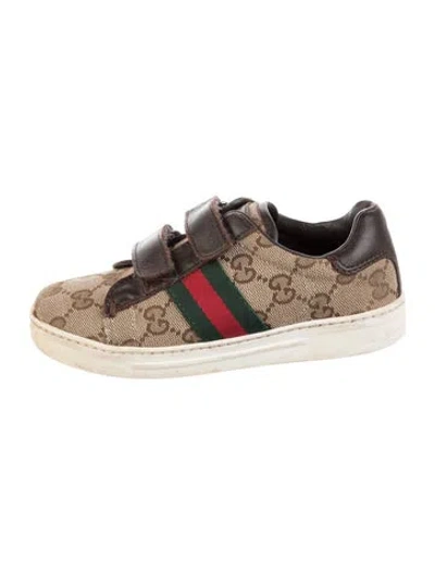 Pre-owned Gucci Kids' Gg Canvas Ace Sneakers In Brown