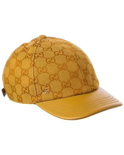 Gucci Gg Canvas & Leather Baseball Cap In Purple