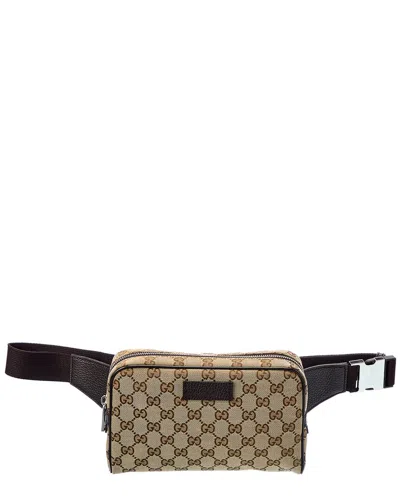 Gucci Gg Canvas & Leather Belt Bag In Brown