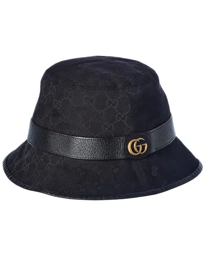 Gucci Gg Canvas & Leather Bucket Hat In Animal Print