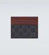 Gucci Gg Canvas And Leather Card Holder In Blk/br.bord/steel