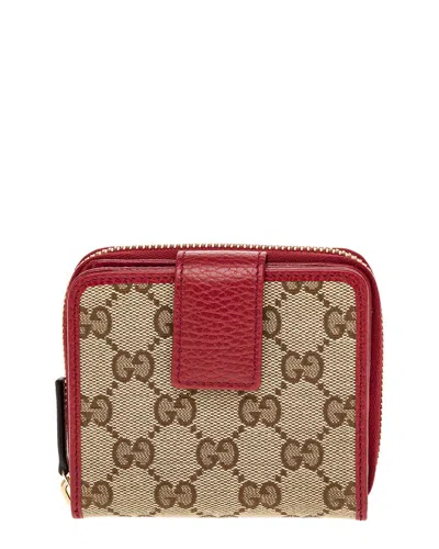 Gucci Gg Canvas & Leather Coin Purse In Red