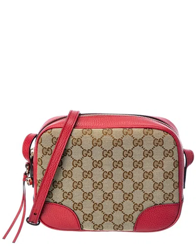 Gucci Gg Canvas & Leather Crossbody In Beige