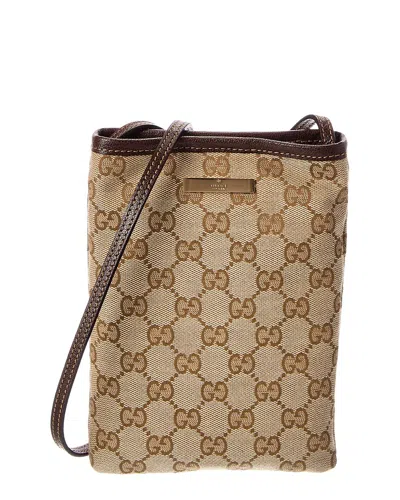 Gucci Gg Canvas & Leather Crossbody In Brown
