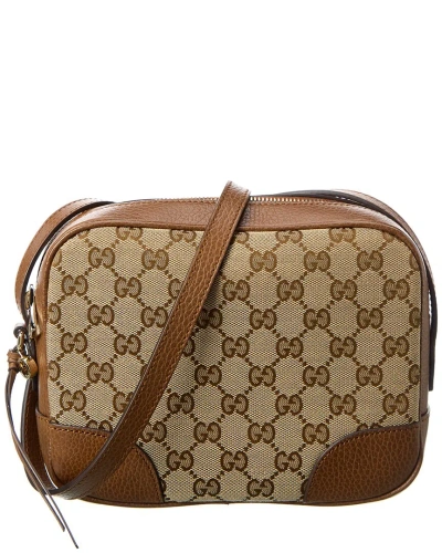 Gucci Gg Canvas & Leather Crossbody In Brown