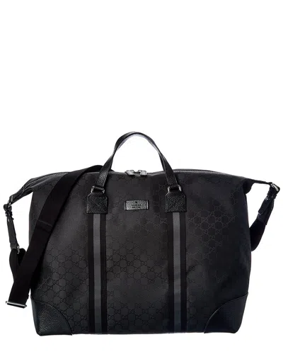 Gucci Gg Canvas & Leather Duffel Bag In Black
