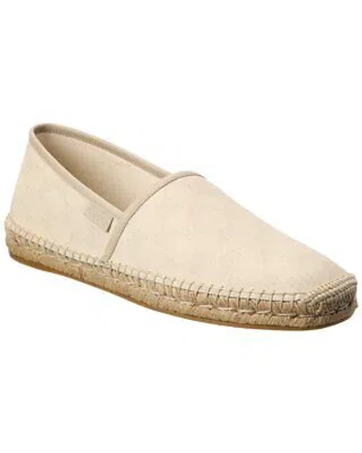 Pre-owned Gucci Gg Canvas & Leather Espadrille Men's White 6.5