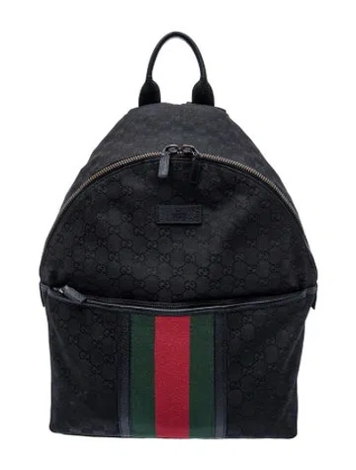 Pre-owned Gucci Gg Canvas Backpack In Black