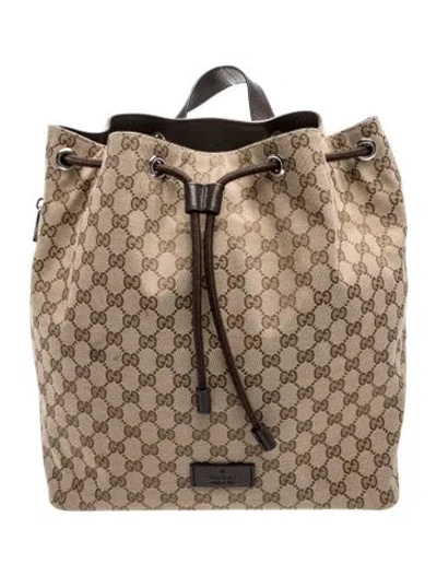 Pre-owned Gucci Gg Canvas Backpack In Brown