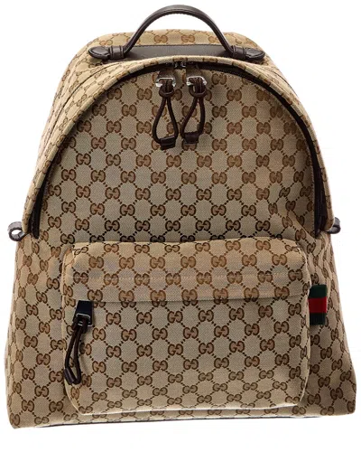 Gucci Gg Canvas Backpack In Brown