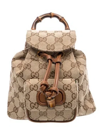 Pre-owned Gucci Gg Canvas Backpack Mini In Neutrals