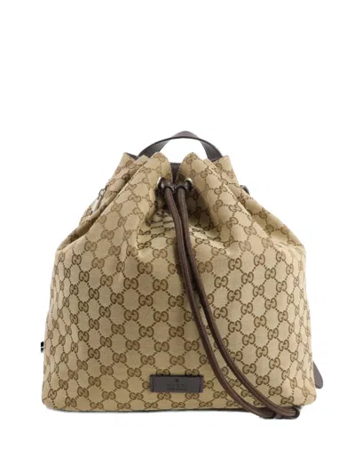 Pre-owned Gucci Gg Canvas Backpack In Neutral
