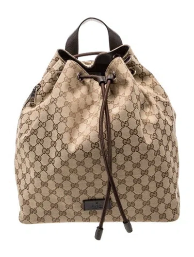Pre-owned Gucci Gg Canvas Backpack In Neutral