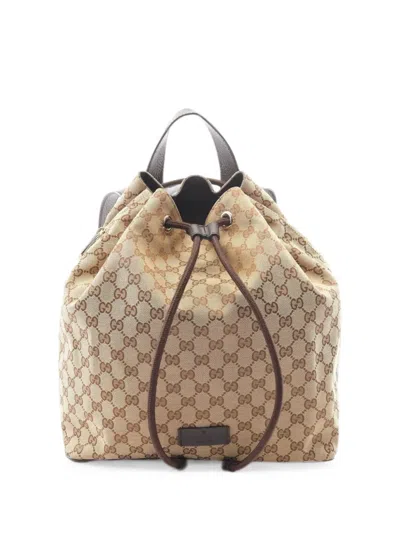 Pre-owned Gucci Gg Canvas Backpack In Neutral