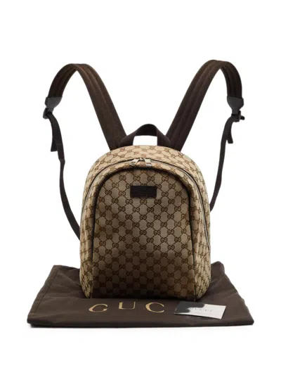 Pre-owned Gucci Gg Canvas Backpack In Neutrals