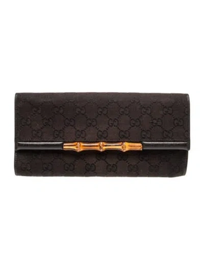 Pre-owned Gucci Gg Canvas Bamboo Bar In Black