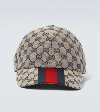 Gucci Gg Canvas Baseball Cap In Beige,blue