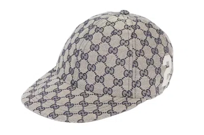 Pre-owned Gucci Gg Canvas Baseball Cap Beige/navy