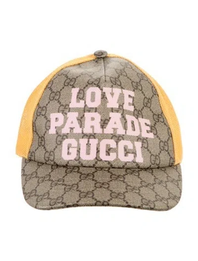 Pre-owned Gucci Gg Canvas Baseball Hat Leather Trim Accent In Multi