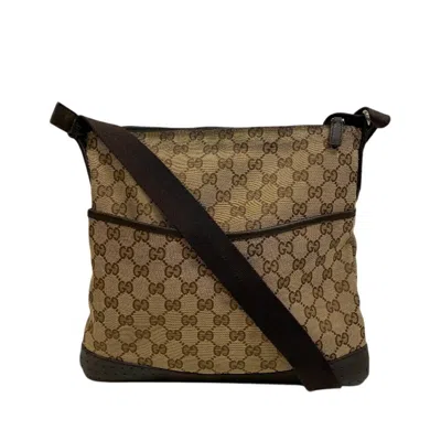 Pre-owned Gucci Gg Canvas Beige Beige Brown Gg Canvas Shoulder Bag ()