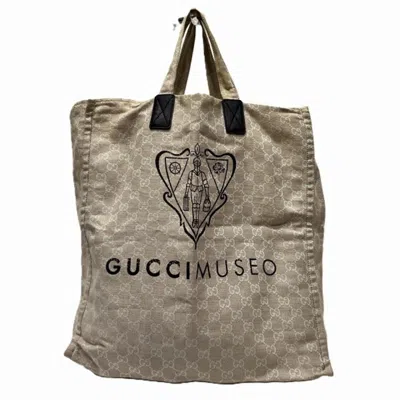 Pre-owned Gucci Gg Canvas Beige Brown Cotton Handbag Tote Bag ()