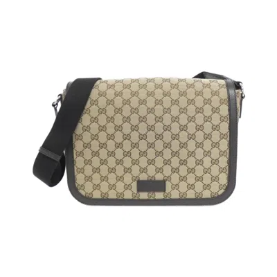 Pre-owned Gucci Gg Canvas Beige Brown Gg Canvas Leather Shoulder Bag ()