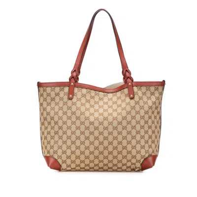 Pre-owned Gucci Gg Canvas Beige Brown Gg Canvas Tote Bag ()