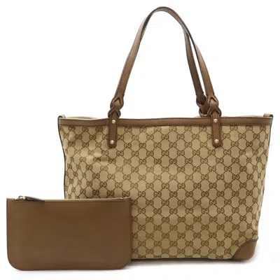 Pre-owned Gucci Gg Canvas Beige Brown Khaki Gg Canvas Shoulder Bag Tote Bag ()
