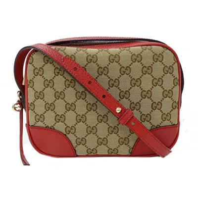 Pre-owned Gucci Gg Canvas Beige Brown Red Color Gg Canvas Shoulder Bag ()