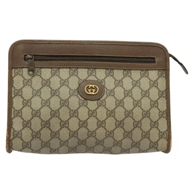 Pre-owned Gucci Gg Canvas Beige Canvas Clutch Bag ()