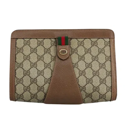 Pre-owned Gucci Gg Canvas Beige Canvas Clutch Bag () In Sand
