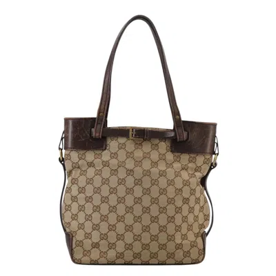 Pre-owned Gucci Gg Canvas Beige Canvas Tote Bag ()