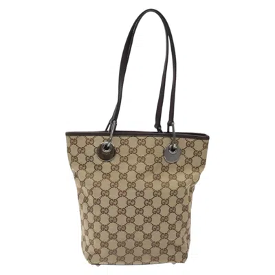 Pre-owned Gucci Gg Canvas Beige Canvas Tote Bag ()