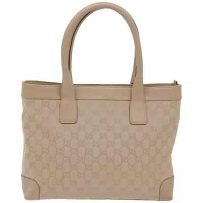 Pre-owned Gucci Gg Canvas Beige Canvas Tote Bag () In Sand