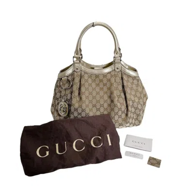 Pre-owned Gucci Gg Canvas Beige Gg Canvas Handbag Tote Bag () In Sand