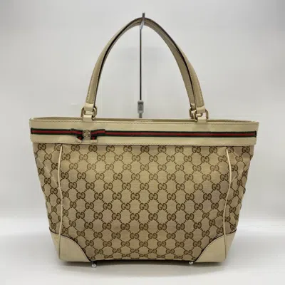 Pre-owned Gucci Gg Canvas Beige Gg Canvas Handbag Tote Bag () In Sand