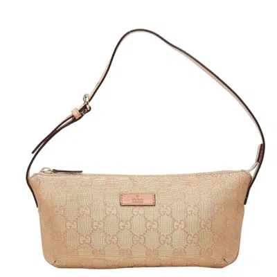 Pre-owned Gucci Gg Canvas Beige Gg Canvas Leather Handbag Shoulder Bag () In Sand