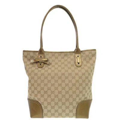 Pre-owned Gucci Gg Canvas Beige Gg Canvas Tote Bag () In Sand