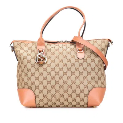 Pre-owned Gucci Gg Canvas Beige Pink Gg Canvas Handbag Shoulder Bag ()