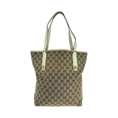 Pre-owned Gucci Gg Canvas Beige White Gg Canvas Shoulder Bag Tote Bag ()