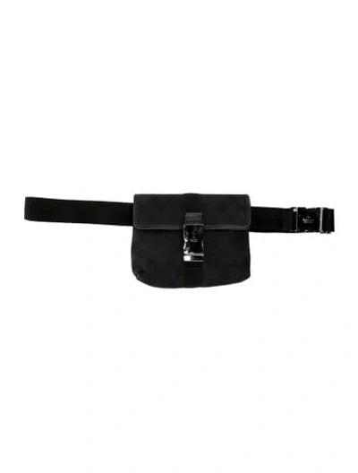 Pre-owned Gucci Gg Canvas Belt Bag In Black