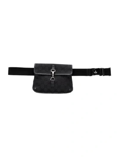 Pre-owned Gucci Gg Canvas Belt Bag In Black