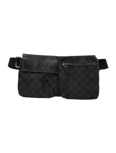 Pre-owned Gucci Gg Canvas Belt Bag In Black